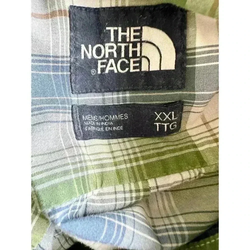 The NORTH FACE Hammets Button Shirt Hiking Green Plaid XXL